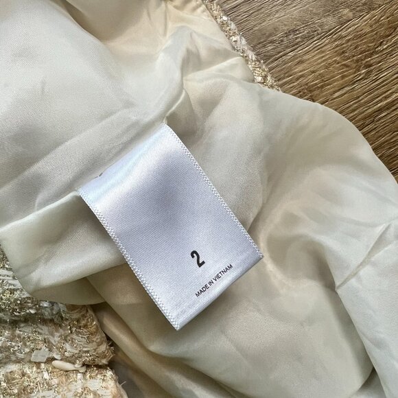 Express Shorts Women's 2 Tweed High Waist Metallic Gold Cream Disco Shimmer - Picture 10 of 10